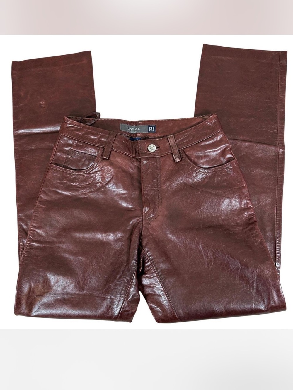 GAP Slim Straight real Leather-Brown pants